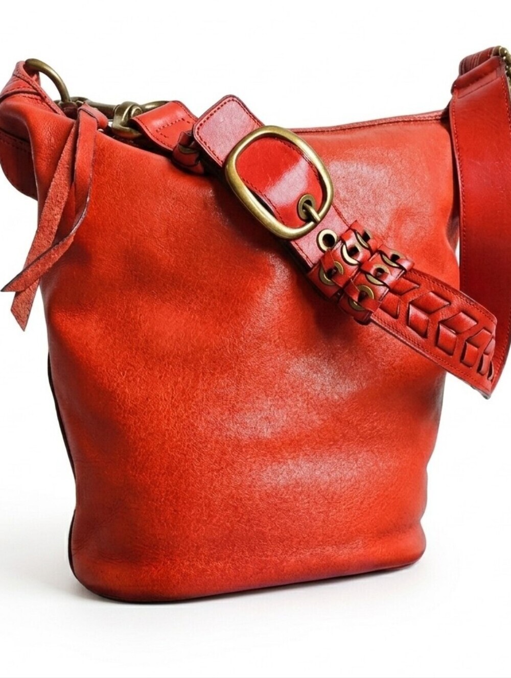 Coach 2007 Bleecker Tattersall Large XL Duffel Bucket Bag Vermilion 11423 Rare - Picture 5 of 12